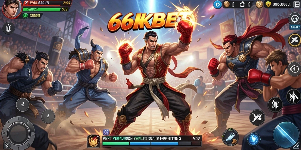 Gameplay Fighting seru dalam 66KBET menunjukkan aksi pertarungan yang mengesankan.