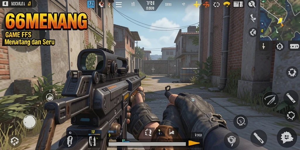 Tampilan gameplay mendebarkan dalam 66MENANG dengan aksi tembak-menembak.