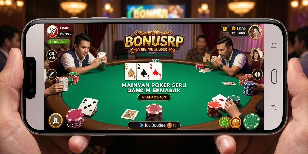 Tampilan gameplay menarik dari BONUSRP dengan suasana poker yang seru.