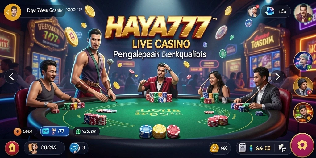 Screenshot HAYA777 menampilkan dealer langsung yang ramah dalam permainan kasino.
