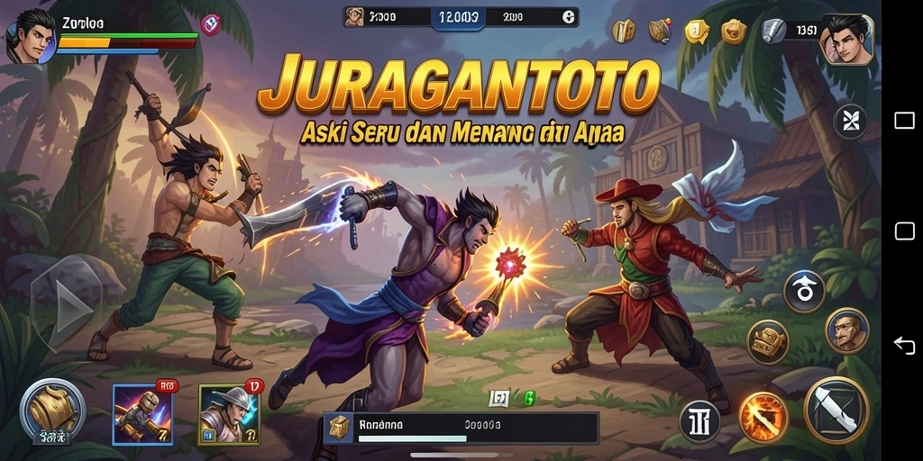 Screenshot gameplay JURAGANTOTO menampilkan aksi menegangkan dengan karakter berantem.