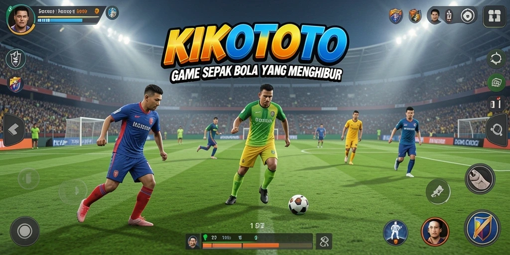 Tampilan gameplay KIKOTOTO saat pertandingan sepak bola berlangsung.
