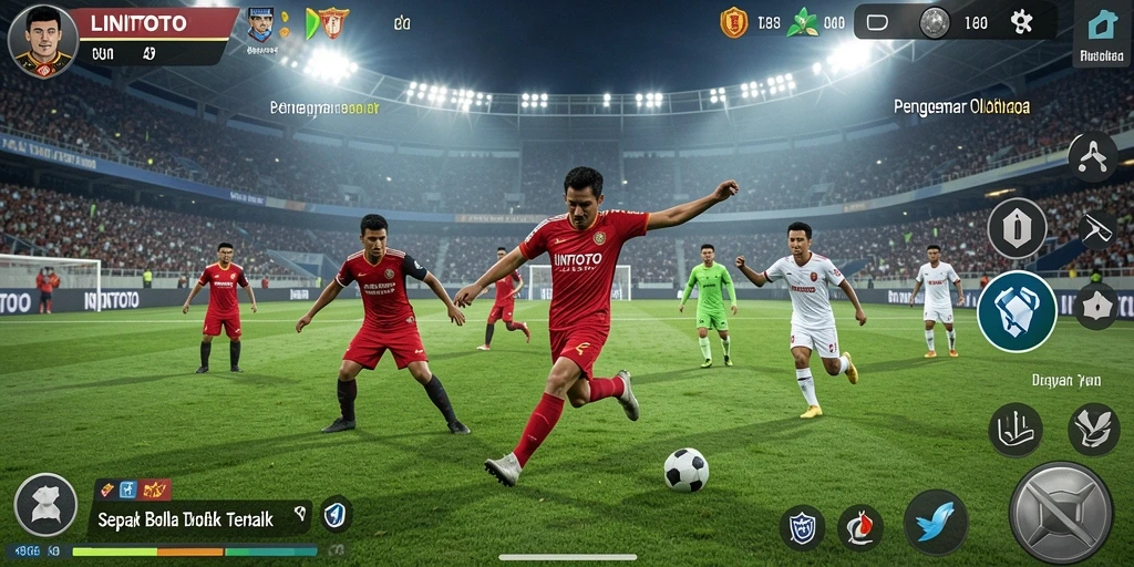 Tampilan bermain LINITOTO dengan aksi sepak bola yang menegangkan.