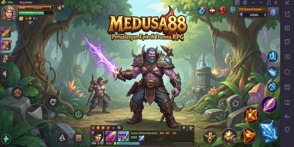 Tangkapan layar MEDUSA88 menampilkan pertempuran mendebarkan dan pemandangan indah.
