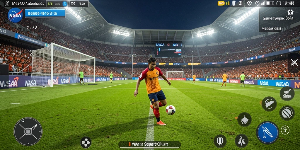 Screenshot gameplay NASA4D menampilkan aksi sepak bola yang mendebarkan.