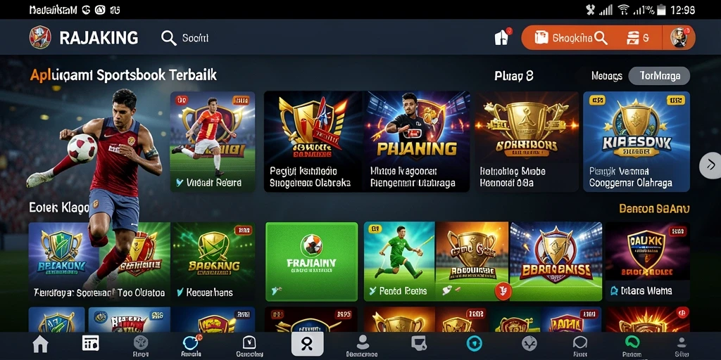 Tampilan gameplay RAJAKING dengan berbagai opsi taruhan olahraga.