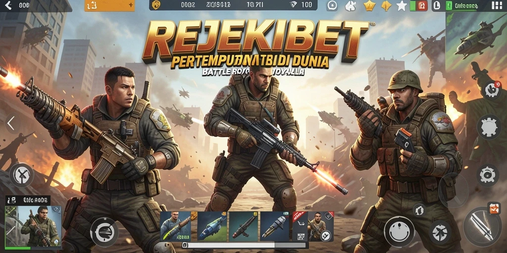 Tampilan epik dari pertempuran di REJEKIBET saat bermain Battle Royale.