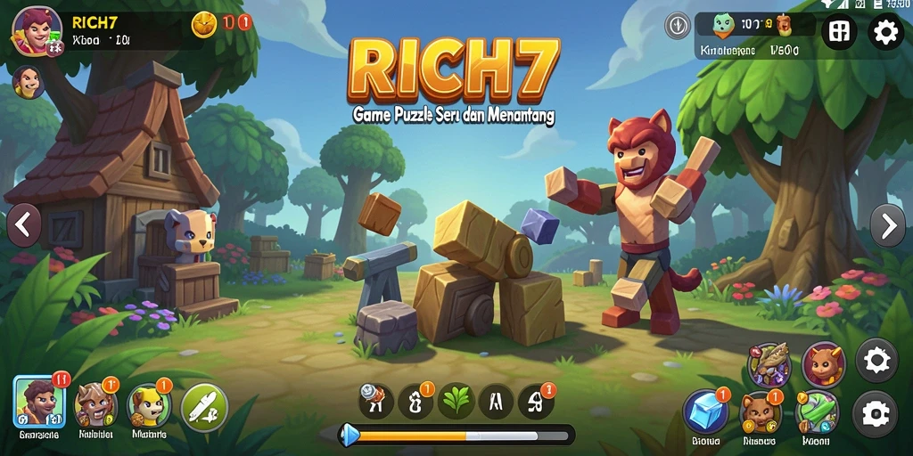 Screenshot gameplay RICH7 menampilkan tantangan Puzzle yang menarik.