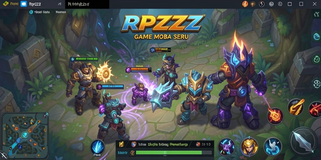 Screenshot gameplay RPZZZ menampilkan aksi intens dalam pertandingan MOBA.