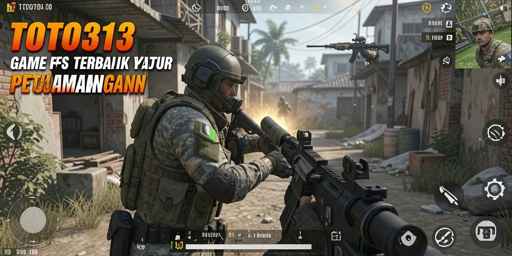 Screenshot gameplay menegangkan di TOTO313, menunjukkan aksi tembak-menembak intens.